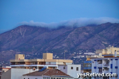 Morning sunrise, Fuengirola, Malaga, Spain; Mountain fog