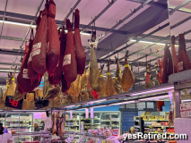meat hanging, Grocery store, Fuengirola, Malaga, Spain
