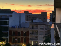 Sunset, plaza, Fuengirola, Malaga, Spain