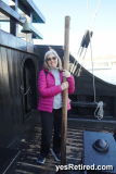 Steering Whipstaff, Nao Victoria tall Ship Galeon, Malaga, Spain, 2025; Victory