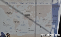 Map, Nao Victoria tall Ship Galeon, Malaga, Spain, 2025; Victory