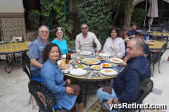 Our tour group, Riad, courtyard of home, converted to restaurant, Marrakech, Morocco, 2024