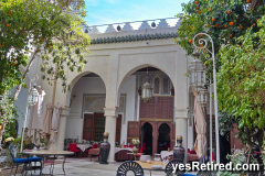 Riad, courtyard of home, converted to restaurant, Marrakech, Morocco, 2024
