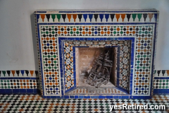 Tiled fireplace, Historical Palace tour, Bahia, Marrakech, Morocco, 2024