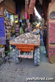 Narrow alley construction debris, Marrakech, Morocco, 2024