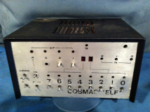 My FIRST computer - homemade "Cosmac Elf" from 70's. No keyboard, no screen. You flip the 8 switches (7-0) into a pattern that represents a number or letter, then press input. The display is the two squares which could display TWO numbers or letters at a time! Years of fun from this...1975