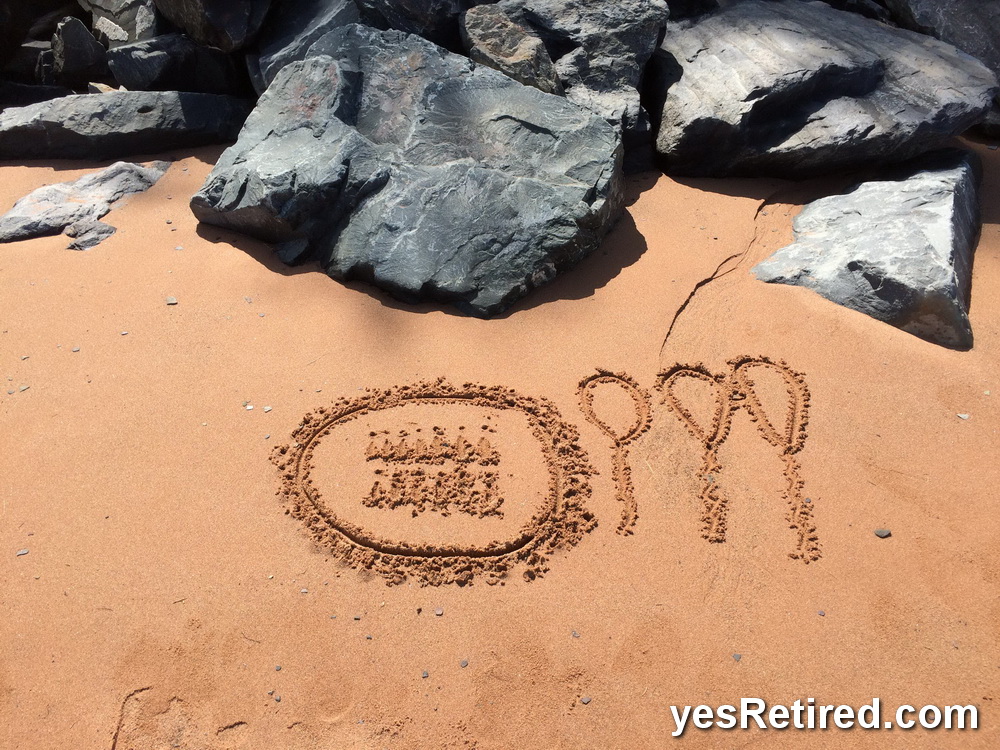 Sand message, happy birthday, Noel, East Hants, Nova Scotia, Canada